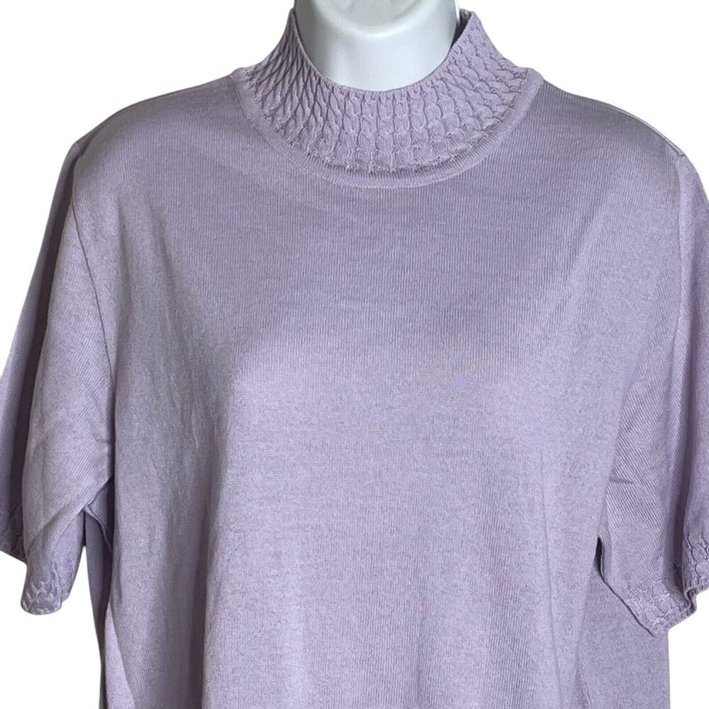 Aran Crafts Lavender Short-Sleeve Turtleneck Sweater - Picture 2 of 9